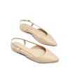 Slingback Flats for Women, Pointed-Toe Elegant Women's Ballet Flats with Buckle Strap, Classic Low Heel Dress Shoes for Casual
