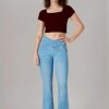 Flare Jean Leggings for Women,Bell Bottom Jeans for Women Knit Crossover High Waisted Bootcut Jean