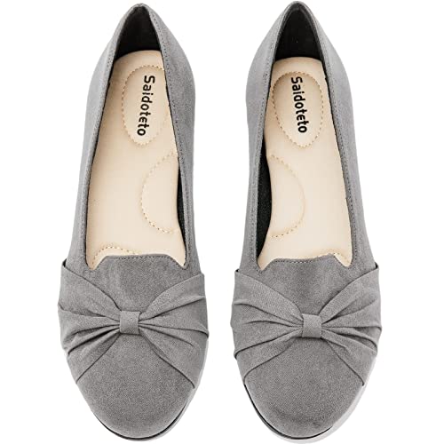 41-0qRENvL.jpg Women's Ballet Flats, Comfortable Round Toe Slip On Flat Shoes Classic Suede Office Dress Shoes for Work