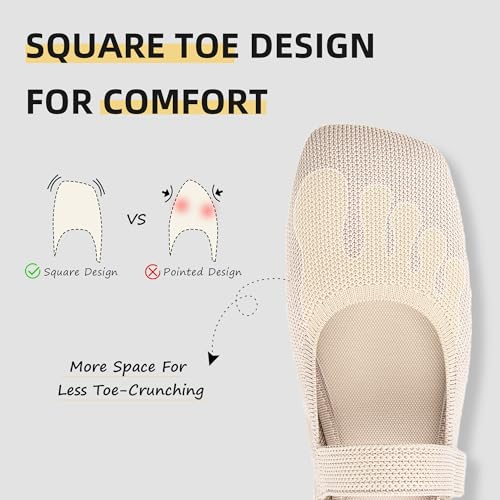 411cydliRgL.jpg Wide Toe Box Flats Women Comfort Slip On Ballet Shoes Mary Jane Dressy Knit Flats with Adjustable Straps Washable Casual Office