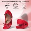 Women's Flats, Portable Foldable Casual Flats for Women, Bowknot Round Toe Comfort Light Weight Slip-On Dress Shoes