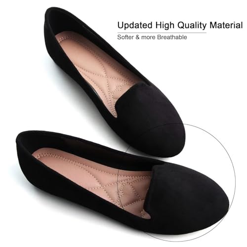 Women Round Toe Flats Comfortable Fashion Ballet Flat Shoes for Women Dressy Slip-ons Loafers