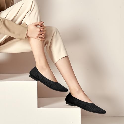 415A9KGeyhL.jpg Flats for Women Pointed Toe Knit Ballet Comfortable Dressy Washable Flat Shoes