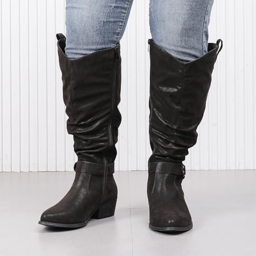 Women's Extra Wide Calf Knee High Boots, Wide Width Slouchy Knee-High Boots.