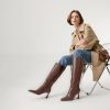 Knee High Boots for Women Pointed Square Toe Stiletto Heel Tall Boots High Heel Side Zipper Long Boots