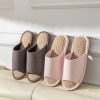 Women Mens Unisex Washable Cotton Open-Toe Home Slippers Indoor Shoes Casual Flax Soft Non-Slip Sole Shoes