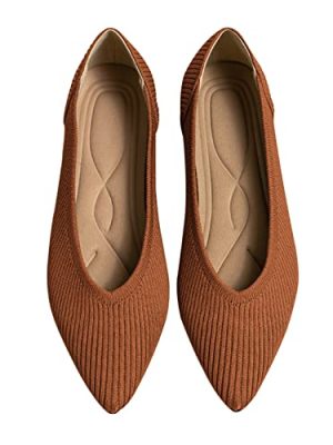 Women's Flats Shoes Pointed Toe Knit Ballet Comfortable Dressy Slip On Flat