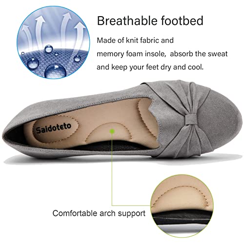 41E70jmBghL.jpg Women's Ballet Flats, Comfortable Round Toe Slip On Flat Shoes Classic Suede Office Dress Shoes for Work