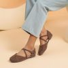 Women's Ankle Strap Flats - Comfortable Round Toe Dress Shoes with Adjustable Buckle, Criss-Cross Design for Work, Wedding,