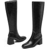 Women's Knee High Boots with Block Heels ?C Tall Fashion Boots with Side Zipper, Square Toe Long Boots for Fall Winter