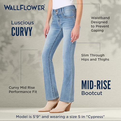 Luscious Curvy Bootcut Jeans for Women Mid-Rise Insta Stretch Denim, Size Inclusive Juniors Jeans, Sizes 0 to 24