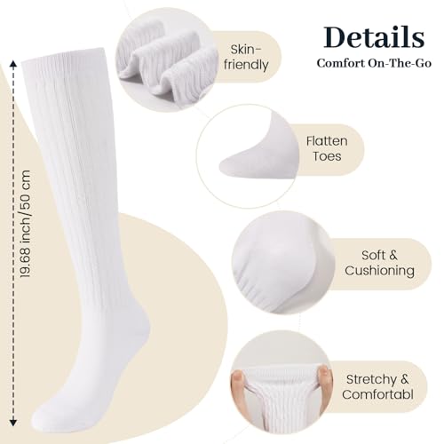 3 Pairs Slouch Socks for Women, Long Slouchy Scrunch Socks, Knit Chunky Boot Sock
