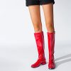 Gogo Boots for Women Square Toe Chunky Knee High Boots Side Zipper Boot Disco Costumes Dress Party Boots
