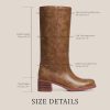 Women's Knee High Boots Wide Calf Boots Black Boots Square Toe Chunky Block Heel Long Boots Pull On Riding Boots Knight Boots
