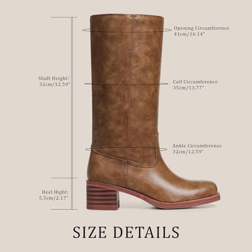 Women's Knee High Boots Wide Calf Boots Black Boots Square Toe Chunky Block Heel Long Boots Pull On Riding Boots Knight Boots