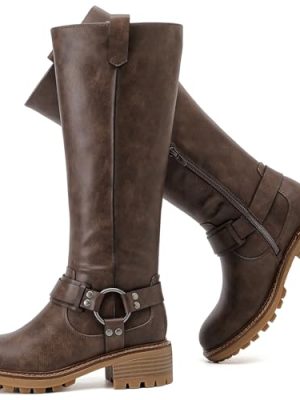 Women's Knee High Boots Stylish Comfort Round Toe Tall Riding Combat Boot Classic Fashion Fall Winter Boots for Women.