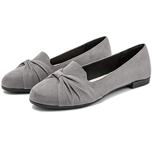 41NCdYghY5L.jpg Women's Ballet Flats, Comfortable Round Toe Slip On Flat Shoes Classic Suede Office Dress Shoes for Work