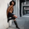41NydE8qdL.jpg Knee High Boots Women Faux Leather Boots Low Heel Square Toe Side Zipper Fall Long Tall Boots for Women