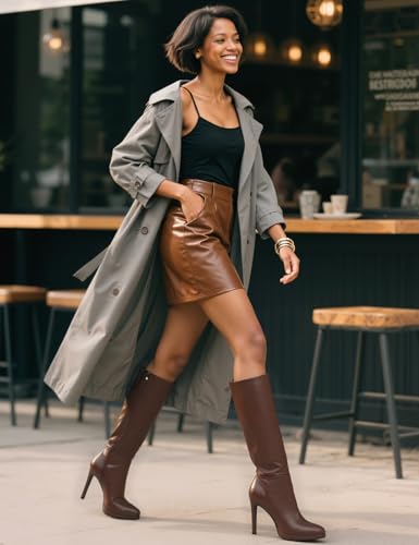 Knee High Boots Women Platform Stiletto Heel Tall Boots Round Toe Fall Winter Long boots for Women
