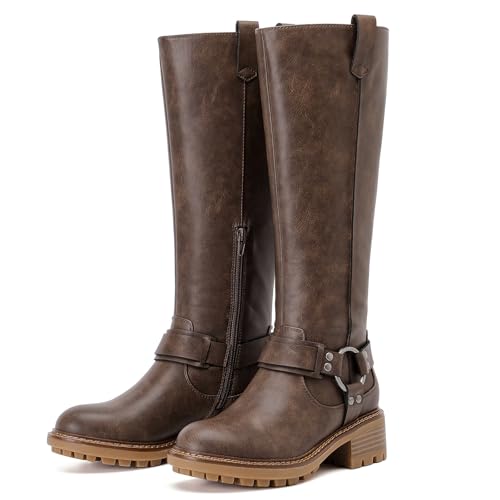 Women's Knee High Boots Stylish Comfort Round Toe Tall Riding Combat Boot Classic Fashion Fall Winter Boots for Women.