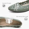 41R-Aaxr3ML.jpg Women's Comfortable Dress Shoes Ballet Flats Slip On Shoes Black Flats Round Toe PU Leather Flats Summer with Floral Eyelets