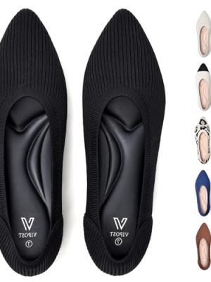 Knit Ballet Flats for Women, Pointed Toe Foldable Slip On Flats Shoes - Lightweight Breathable Dressy Flats for Work, Travel,