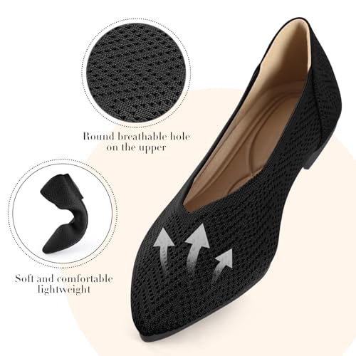 41RWSg71GPL.jpg Flats for Women Pointed Toe Knit Ballet Comfortable Dressy Washable Flat Shoes