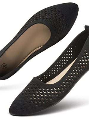 Women's Flats Shoes Women Comfortable Dress Shoes Black Pointed Toe Flats Ballet Mesh Knit Flat Dressy Slip on Business Casual
