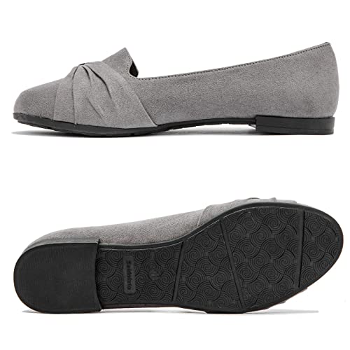 41Xz5p25pL.jpg Women's Ballet Flats, Comfortable Round Toe Slip On Flat Shoes Classic Suede Office Dress Shoes for Work