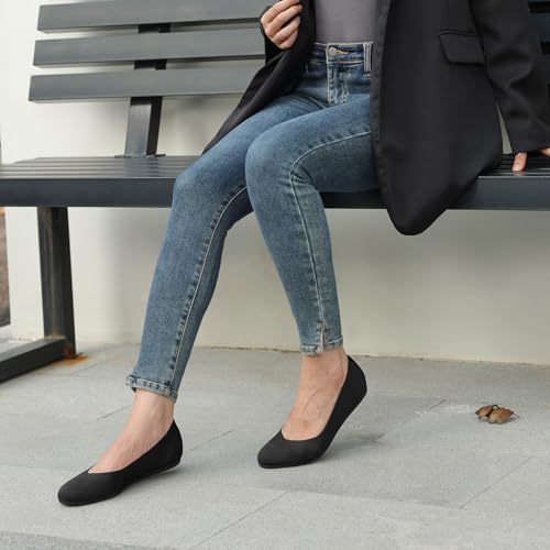 41YJgP7VU-L.jpg Women's Flat Ballet Shoes Knit Flat Shoes for Women Round Toe Slip on Women Flats for Dressy Casual Office Work Wedding Comfort