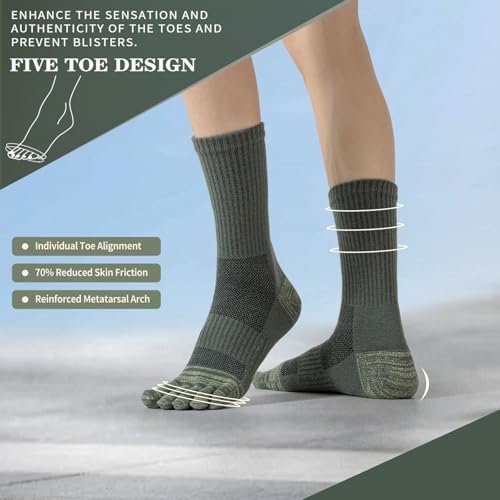 41bg6pIo9EL.jpg Merino Wool Toe Socks For Hiking Men&Women Thermal Winter Warm Boot Work Cushion Five Finger Socks 3 Pairs