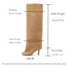 Suede Boots Wide Calf Boots with Slim High Heels Square Toe Stiletto Boots Straight Tall Boots Slouchy Boots Women's Knee High