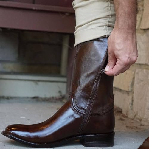 Men's Roper Cowboy Boots, Genuine Leather Men's Cowboy Boots, Western Boots For Men H4003