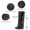 Fold Over Boots Women's Knee high Shark Boots Pointed Toe Wedge Heel Flat Shoes For Fall Winter Dress Boots