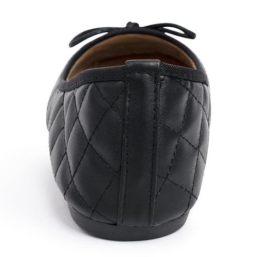 Women??s Aster Ballet Flats | Patent Leather Slip-On Shoes | Quilted Pillow Stitch | Rounded Toe | Everyday Comfortable Fashion