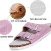Women Men Slide Cork Sandal Flat Adjustable Strap Buckle Slip on Casual Open Toe Shoes Suede Summer
