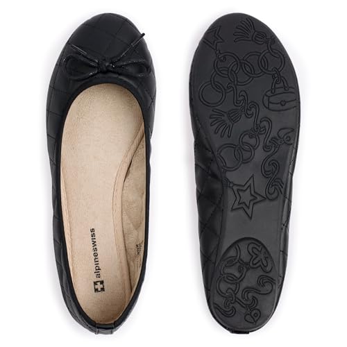 Women??s Aster Ballet Flats | Patent Leather Slip-On Shoes | Quilted Pillow Stitch | Rounded Toe | Everyday Comfortable Fashion