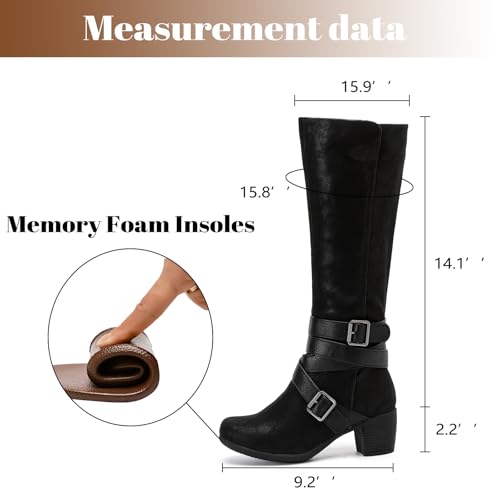 Women's Knee High Boots with Chunky Heel, Pointed Toe, Comfortable and Fashionable for Fall and Winter Wear for Women.