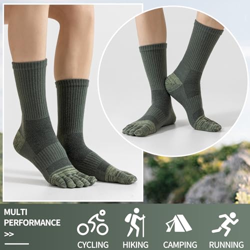 41hqUl7TYaL.jpg Merino Wool Toe Socks For Hiking Men&Women Thermal Winter Warm Boot Work Cushion Five Finger Socks 3 Pairs