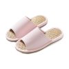 Women Mens Unisex Washable Cotton Open-Toe Home Slippers Indoor Shoes Casual Flax Soft Non-Slip Sole Shoes