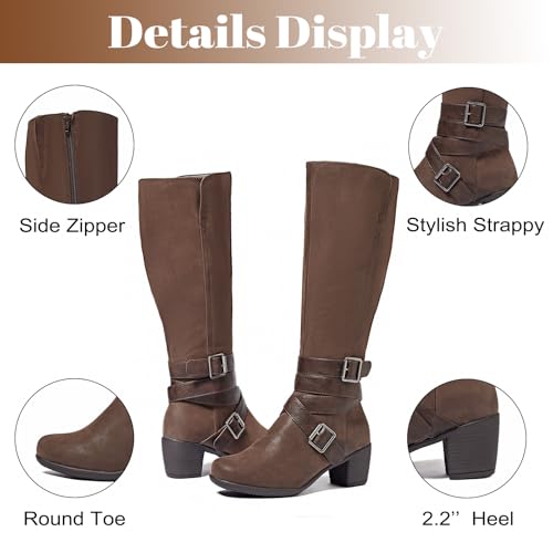 Women's Knee High Boots with Chunky Heel, Pointed Toe, Comfortable and Fashionable for Fall and Winter Wear for Women.