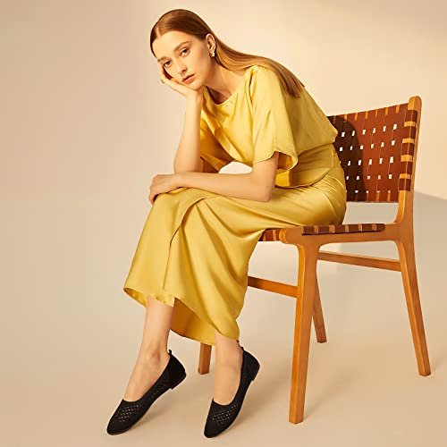 41jncmrr7L.jpg Women's Flats Shoes Women Comfortable Dress Shoes Black Pointed Toe Flats Ballet Mesh Knit Flat Dressy Slip on Business Casual