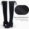 Women's Over The Knee High Boots Suede Thigh High Boot 3 Inch Chunky Heels Zipper Adjustable Opening Shoes