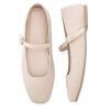 41meBO4DdTL.jpg Knit Flats for Women Square Toe Flats Casual Ballet Flats with Ankle Strap,Mary Jane Shoes Women Comfortable for Dressy Office