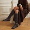 Knee High Boots Women Rounded Toe Flat Retro Bais Opening Low Chunky Heel Riding Boots