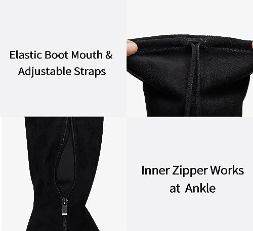 Women??s Thigh High Over The Knee Boots Suede Fashion Long 3.5 Inch Heel Boots with Zipper