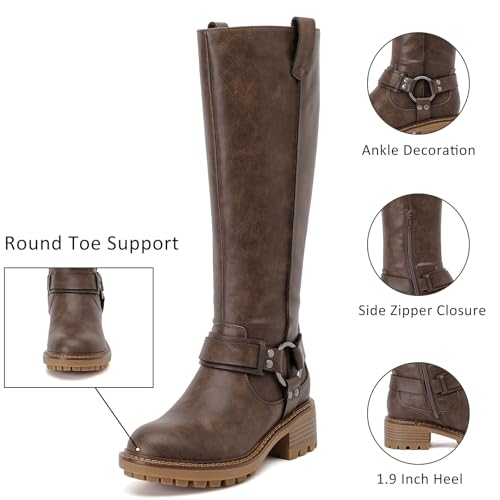 Women's Knee High Boots Stylish Comfort Round Toe Tall Riding Combat Boot Classic Fashion Fall Winter Boots for Women.