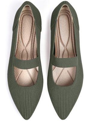 Women's Flats Shoes Pointed Toe Knit Washable Ballet Comfortable Dressy Mary Jane Flat