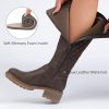 Women's Knee High Boots Classic Comfort Riding Combat Boot Round Toe Side Zipper Long Tall Fall Winter Boots for Women.