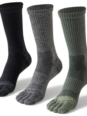 Merino Wool Toe Socks For Hiking Men&Women Thermal Winter Warm Boot Work Cushion Five Finger Socks 3 Pairs